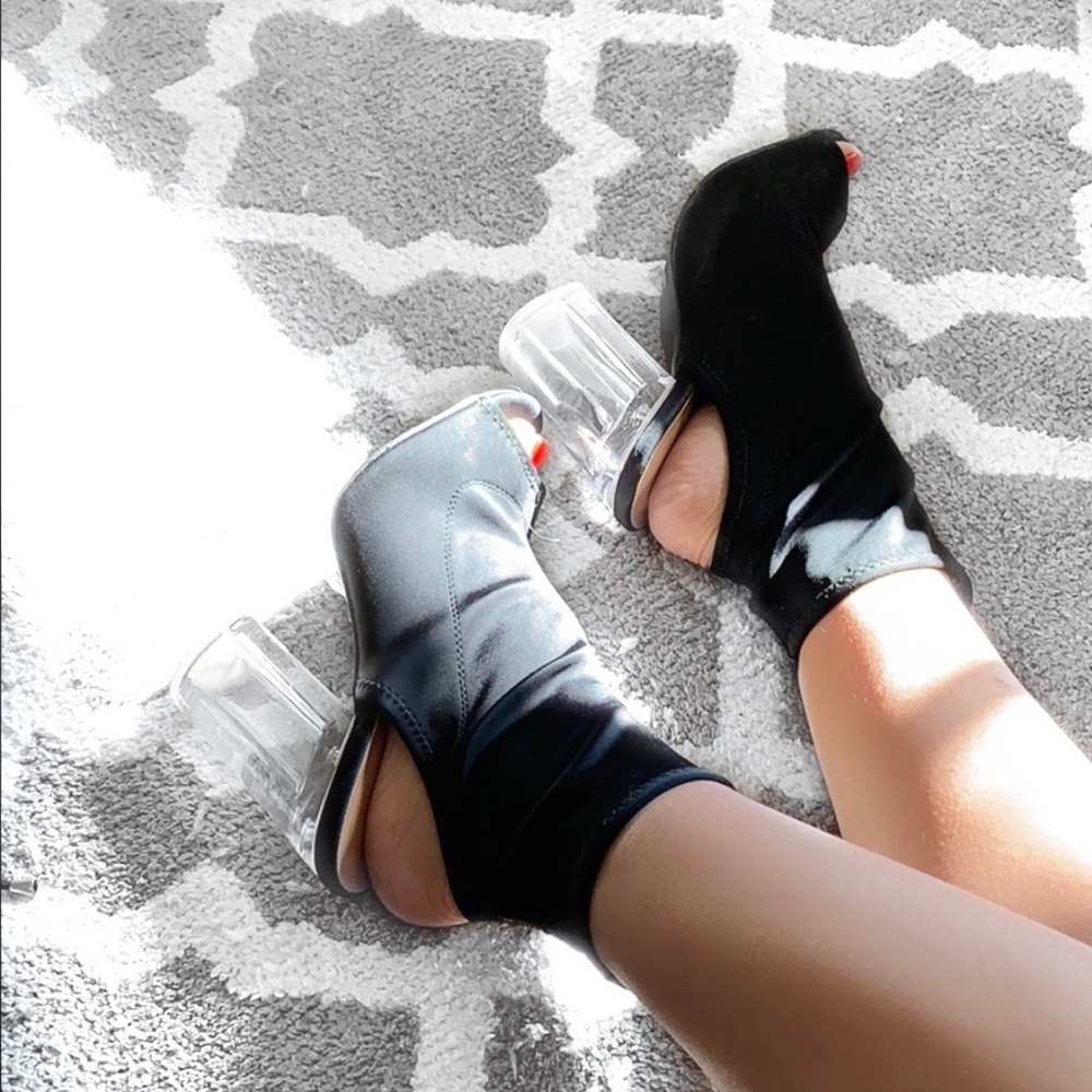 Black Peep Toe Clear Heel